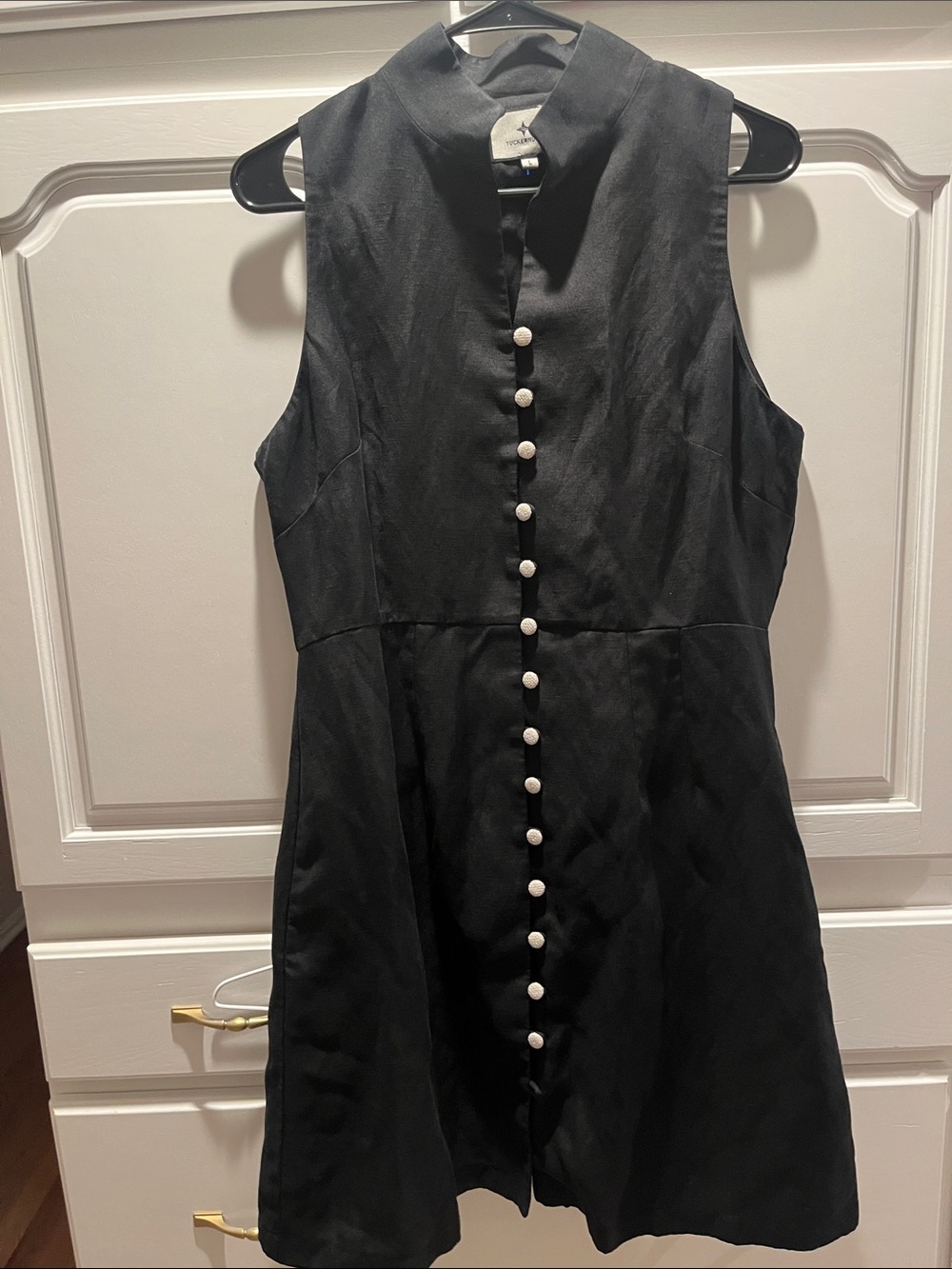Tuckernuck Black Leighton Sleeveless Button Down Mini Dress Size L